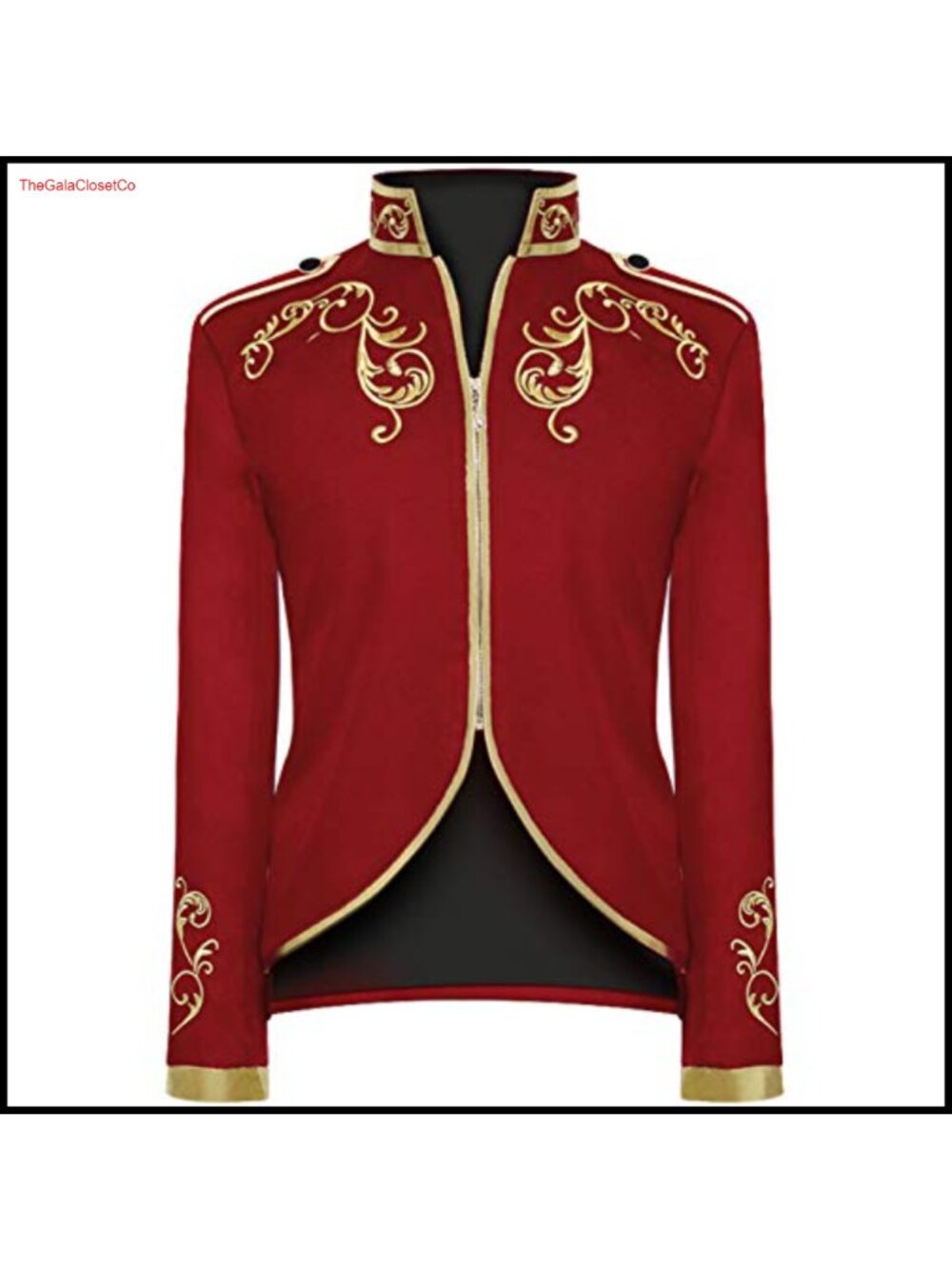 Military Style Fitted Blazer Jacket Embroidered Stand Collar